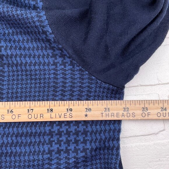 Club Room Sweater Mens Large Blue Black Houndstooth Classic Merino Wool NWT - Picture 6 of 10